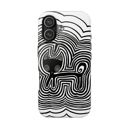 black cat spiral phone case